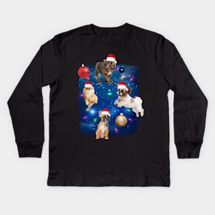 Christmas Dogs In Space Kids Long Sleeve T-Shirt